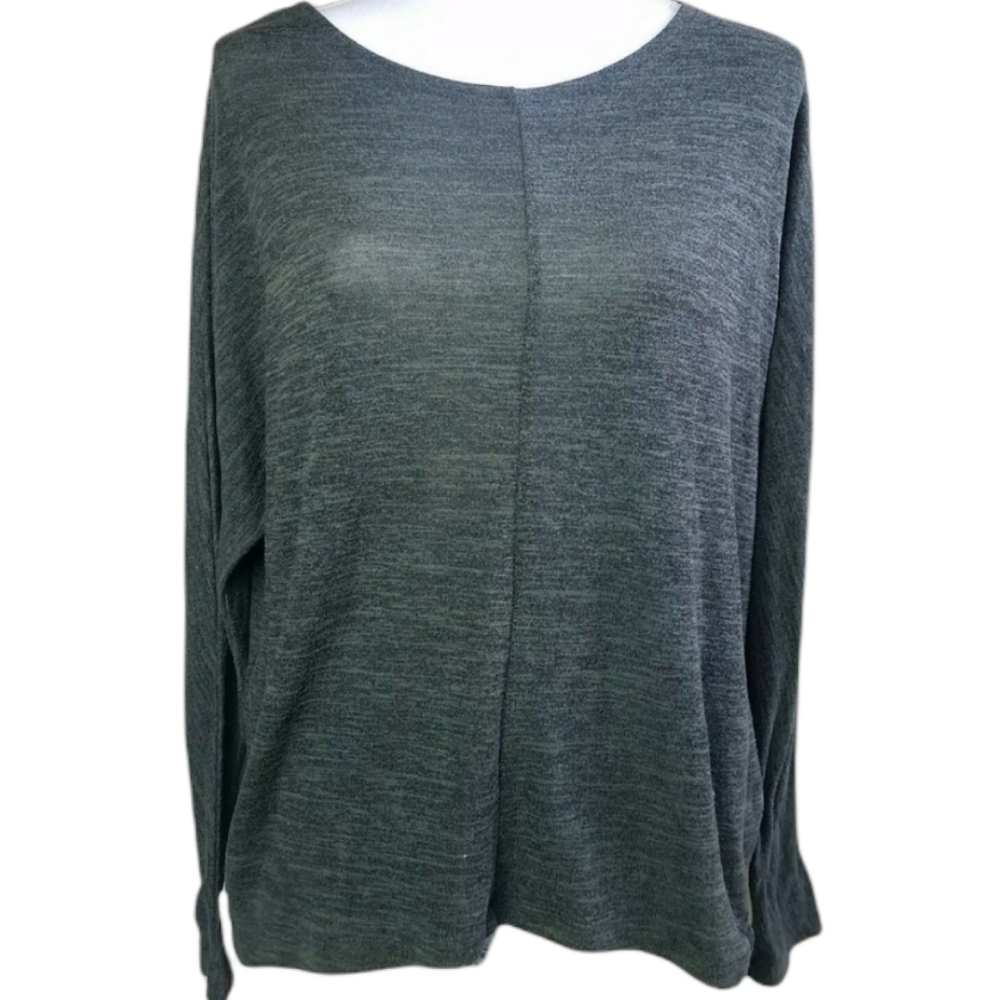Olive & Oak thin knit sweater M medium dark olive marled long sleeves oversized